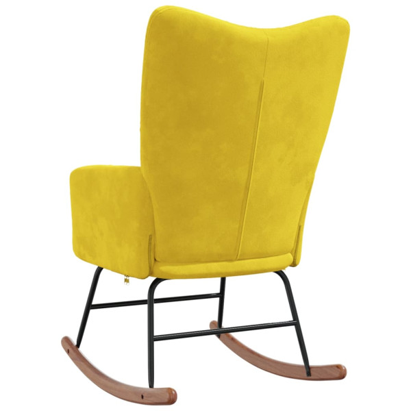 Silla mecedora de terciopelo amarillo mostaza M 4