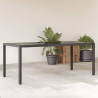Mesa de jardín superficie de vidrio ratán PE negro 190x90x75 cm 1