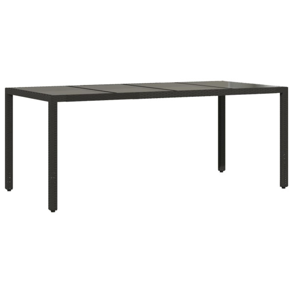 Mesa de jardín superficie de vidrio ratán PE negro 190x90x75 cm M 2