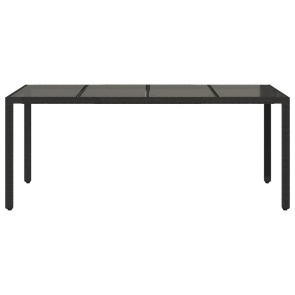 Mesa de jardim com tampo de vidro 190x90x75 cm vime PE preto M 4