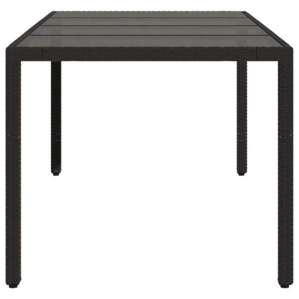 Mesa de jardín superficie de vidrio ratán PE negro 190x90x75 cm M 5