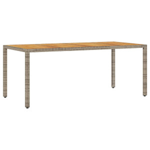 Mesa de jardín superficie madera acacia ratán gris 190x90x75cm H