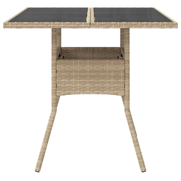 Mesa de jardín superficie de vidrio ratán PE beige 80x80x75 cm M 4