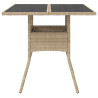 Mesa de jardín superficie de vidrio ratán PE beige 80x80x75 cm 4