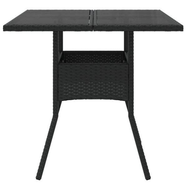 Mesa de jardín superficie de vidrio ratán PE negro 80x80x75 cm M 4