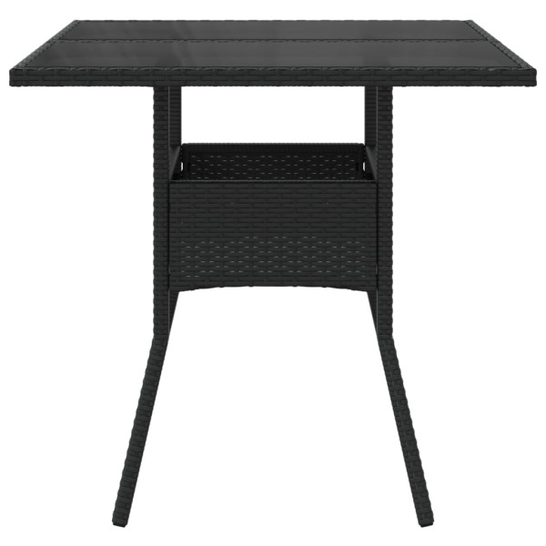 Mesa de jardim com tampo de vidro 80x80x75 cm vime PE preto M 5