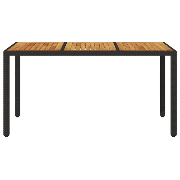 Mesa de jardín superficie madera acacia ratán negro 150x90x75cm M 4