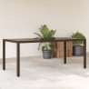 Mesa de jardín superficie de vidrio ratán PE marrón 190x90x75cm 1