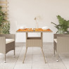 Mesa de jardín ratán sintético madera acacia beige 80x80x75 cm 3