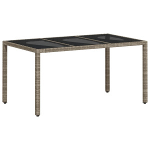 Mesa de jardim c/ tampo vidro 150x90x75 cm vime PE cinza-claro H