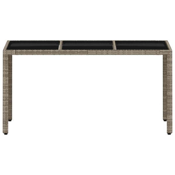 Mesa de jardim c/ tampo vidro 150x90x75 cm vime PE cinza-claro M 5