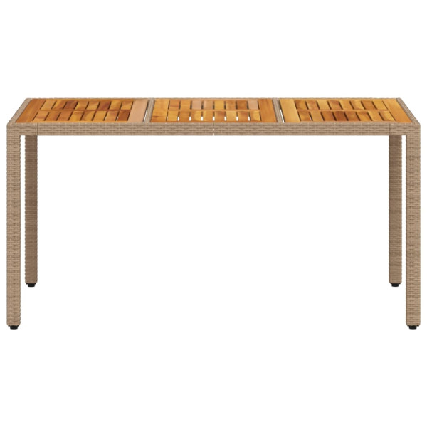 Mesa de jardín ratán PE y madera acacia beige 150x90x75 cm M 5