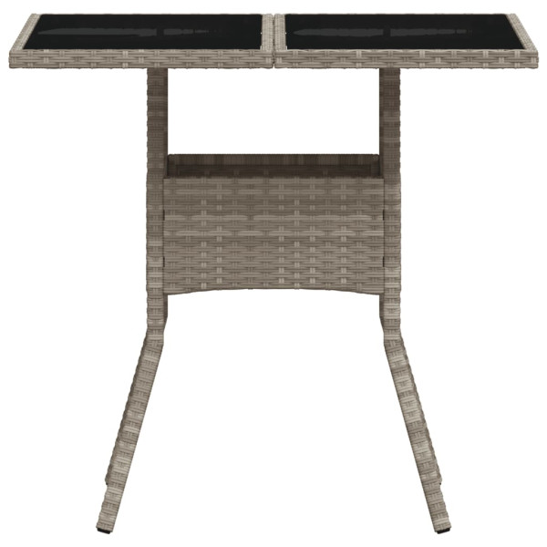 Mesa de jardín superficie de vidrio y ratán PE gris 80x80x75 cm M 5