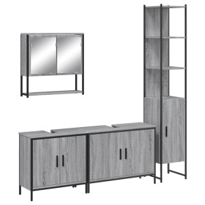 Set de muebles de baño 4 pzas madera contrachapada gris sonoma H