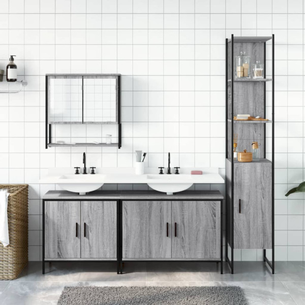 Set de muebles de baño 4 pzas madera contrachapada gris sonoma M 3