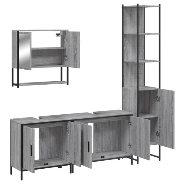 Set de muebles de baño 4 pzas madera contrachapada gris sonoma M 5