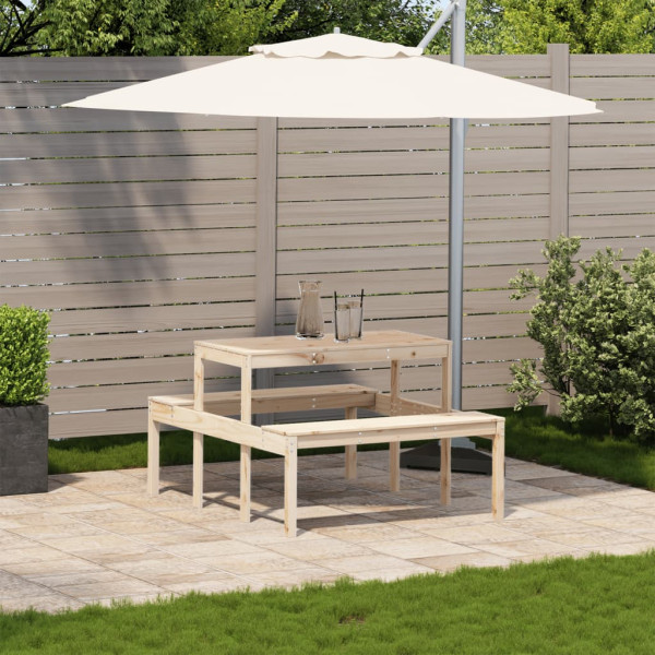 Mesa de picnic madera maciza de pino 110x134x75 cm M 3