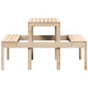 Mesa de picnic madera maciza de pino 110x134x75 cm 5