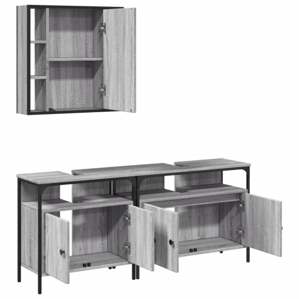 Set de muebles de baño 3 pzas madera contrachapada gris sonoma M 5
