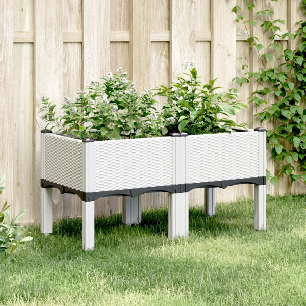 Jardinera con patas PP blanco 80x40x42 cm D