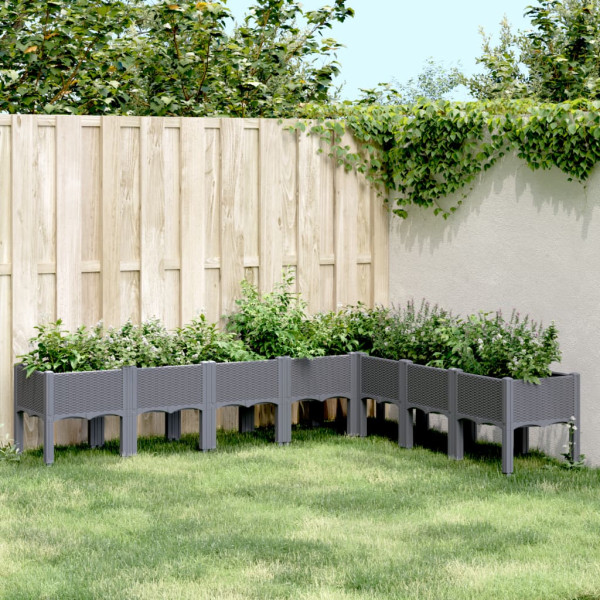 Jardinera con patas PP gris 200x160x42 cm D