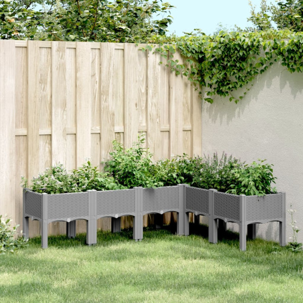 Jardinera con patas PP gris claro 160x120x42 cm D