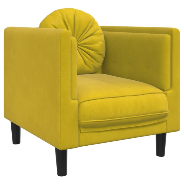 Sillón con cojín terciopelo amarillo M 2