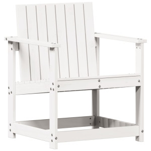 Silla de jardín madera maciza de pino blanco 62x55x77 cm H