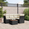 5 pcs conjunto sofás de jardim com almofadões vime PE preto 1