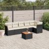 Set de comedor de jardín 7 pzas y cojines ratán sintético negro 1