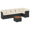 7 pcs conjunto de sofás p/ jardim c/ almofadões vime PE preto 2