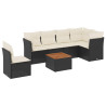 Set de comedor de jardín 7 pzas y cojines ratán sintético negro 2