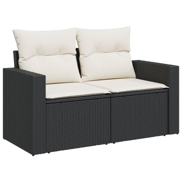 Set de comedor de jardín 7 pzas y cojines ratán sintético negro M 5