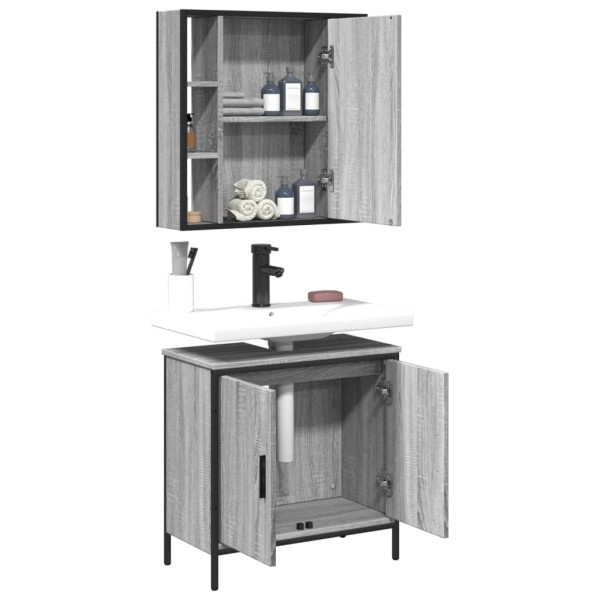 Set de muebles de baño 2 pzas madera contrachapada gris sonoma M 4