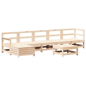 Juego de muebles de jardín 7 piezas madera maciza de pino H