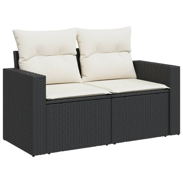 7 pcs conjunto de sofás p/ jardim c/ almofadões vime PE preto M 5