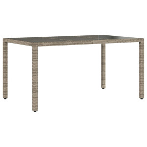 Mesa de jardim com tampo de vidro 150x90x75 cm vime PE cinzento H