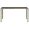 Mesa de jardim com tampo de vidro 150x90x75 cm vime PE cinzento 4