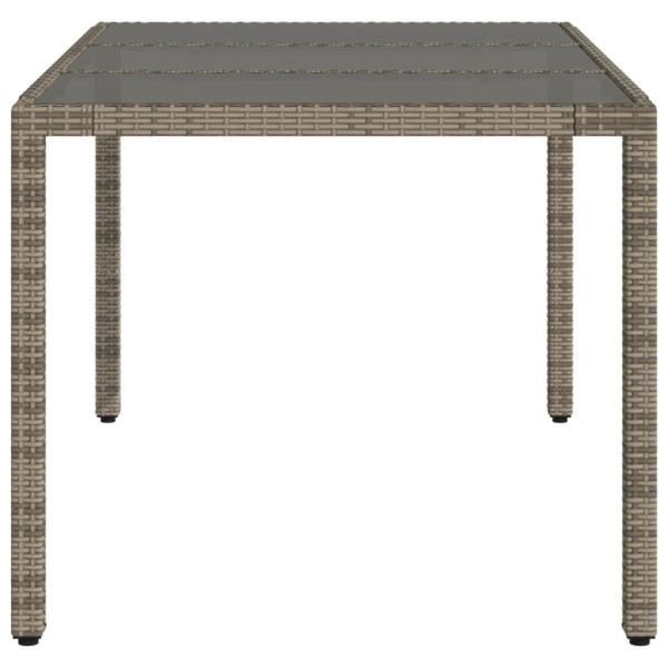 Mesa de jardim com tampo de vidro 150x90x75 cm vime PE cinzento M 5