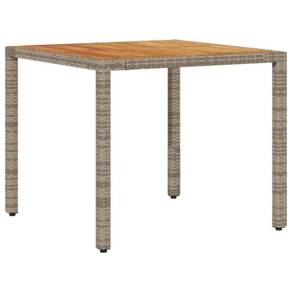 Mesa de jardín superficie madera acacia ratán gris 90x90x75 cm M 2