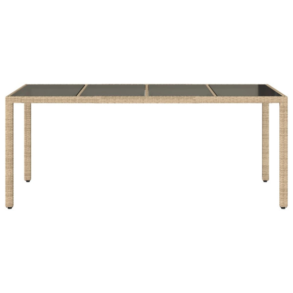 Mesa de jardín superficie de vidrio ratán PE beige 190x90x75 cm M 4