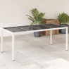 Mesa de jardim com tampo de vidro 190x90x75 cm vime PE branco 1