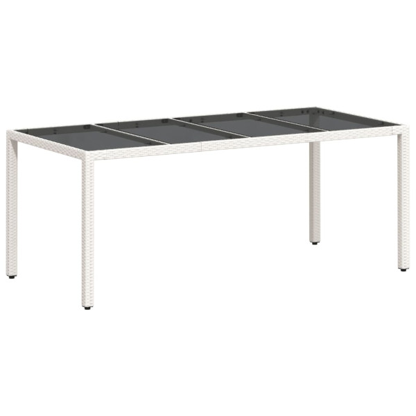 Mesa de jardim com tampo de vidro 190x90x75 cm vime PE branco M 2