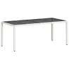 Mesa de jardim com tampo de vidro 190x90x75 cm vime PE branco 2