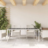 Mesa de jardín superficie de vidrio ratán PE blanco 190x90x75cm 3