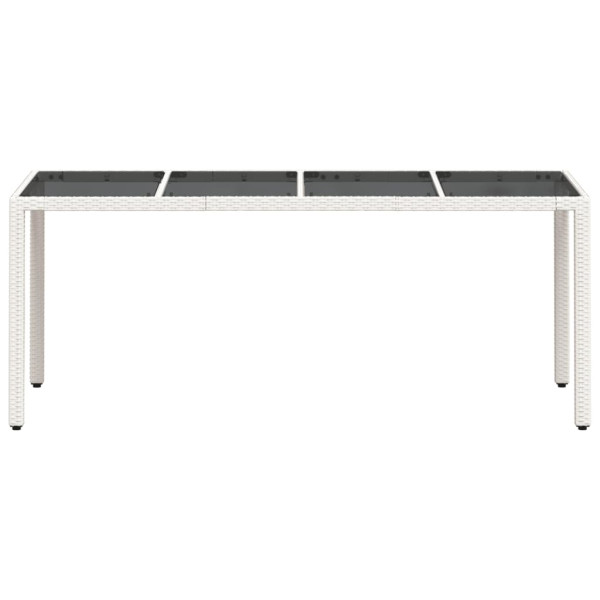 Mesa de jardim com tampo de vidro 190x90x75 cm vime PE branco M 5