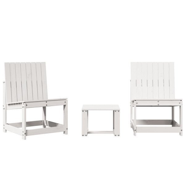 3 pcs conjunto lounge de jardim madeira de pinho maciça branco M 2