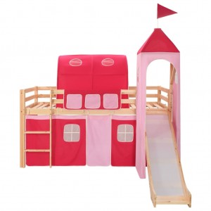 Estrutura cama infantil c/ escorrega e escada pinho 208x230cm H