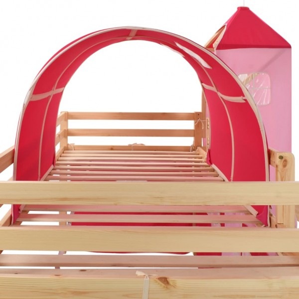 Cama alta para niños tobogán y escalera madera pino 208x230 cm M 4