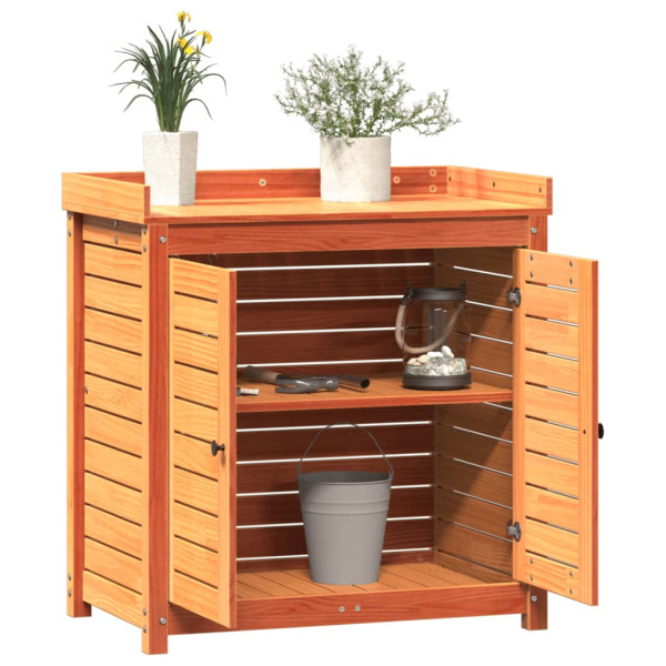 Mesa de jardinagem c/ prateleiras madeira pinho maciça castanho M 4